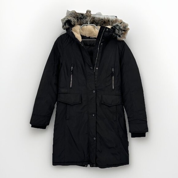 Stoic Insulated Down Parka Jacket with Removable Hood Faux Fur Lined size S - Picture 1 of 11